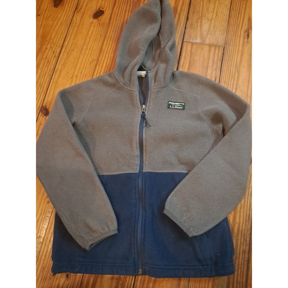 L.L. Bean Kids Fleece Jacket Youth M 10-12 Gray Blue Full Zip  Winter Coat j20